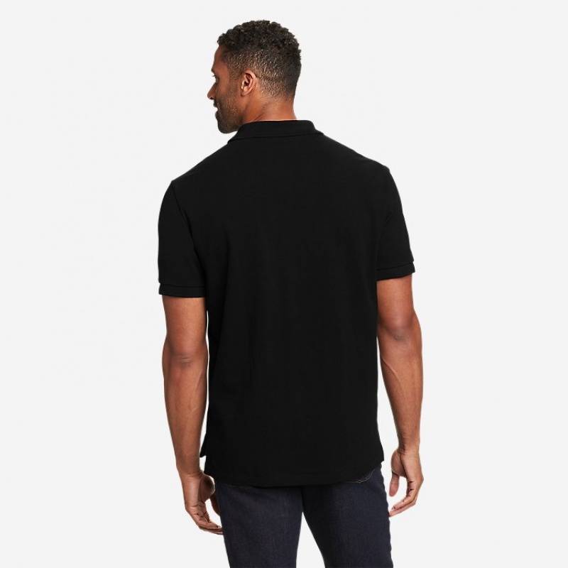 Eddie Bauer Klassische Field Pro Kurzes-Sleeve Polo Hemd Herren Schwarz | LGWD-82649