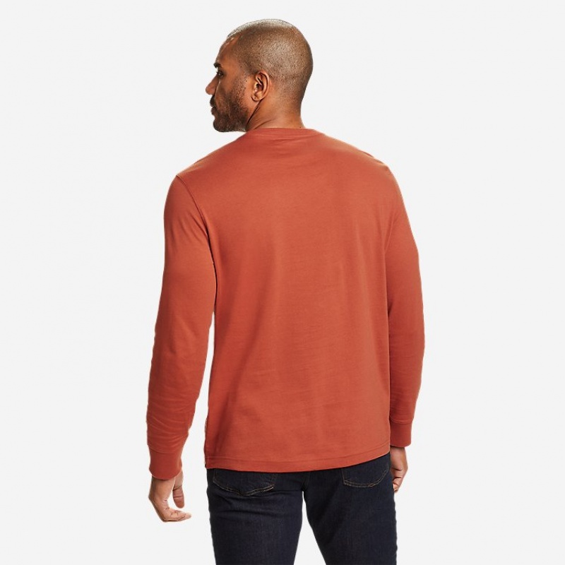 Eddie Bauer Legend Wash 100.00% Baumwoll Long-Sleeve Klassische T-shirts Herren Rot | VZXB-21537