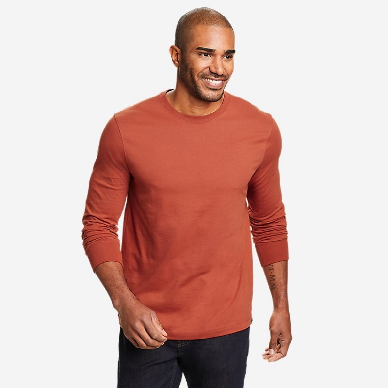 Eddie Bauer Legend Wash 100.00% Baumwoll Long-Sleeve Klassische T-shirts Herren Rot | VZXB-21537