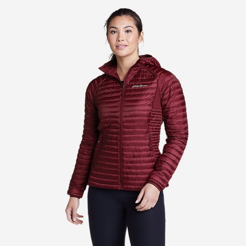 Eddie Bauer MicroTherm® 2 Down Mit Kapuze Jacken Damen Rot | UWCN-93501