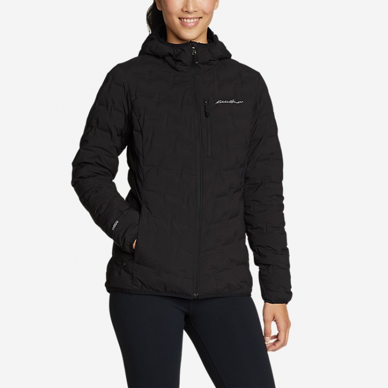 Eddie Bauer MicroTherm® FreeFuse™ Stretch Down Mit Kapuze Jacken Damen Schwarz | WVOK-26594