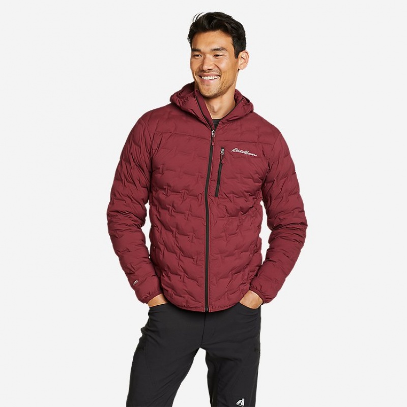 Eddie Bauer MicroTherm® FreeFuse™ Stretch Down Mit Kapuze Jacken Herren Rot | AIGE-42508