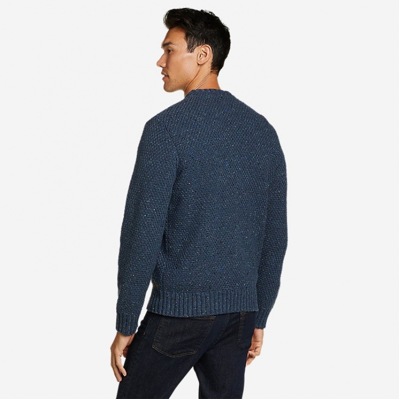 Eddie Bauer Moguler Textured Crew Pullover Herren Indigo | LYQC-64921