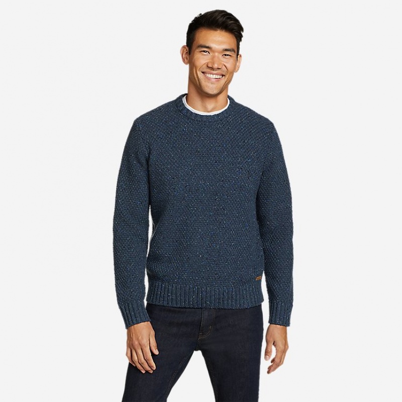 Eddie Bauer Moguler Textured Crew Pullover Herren Indigo | LYQC-64921