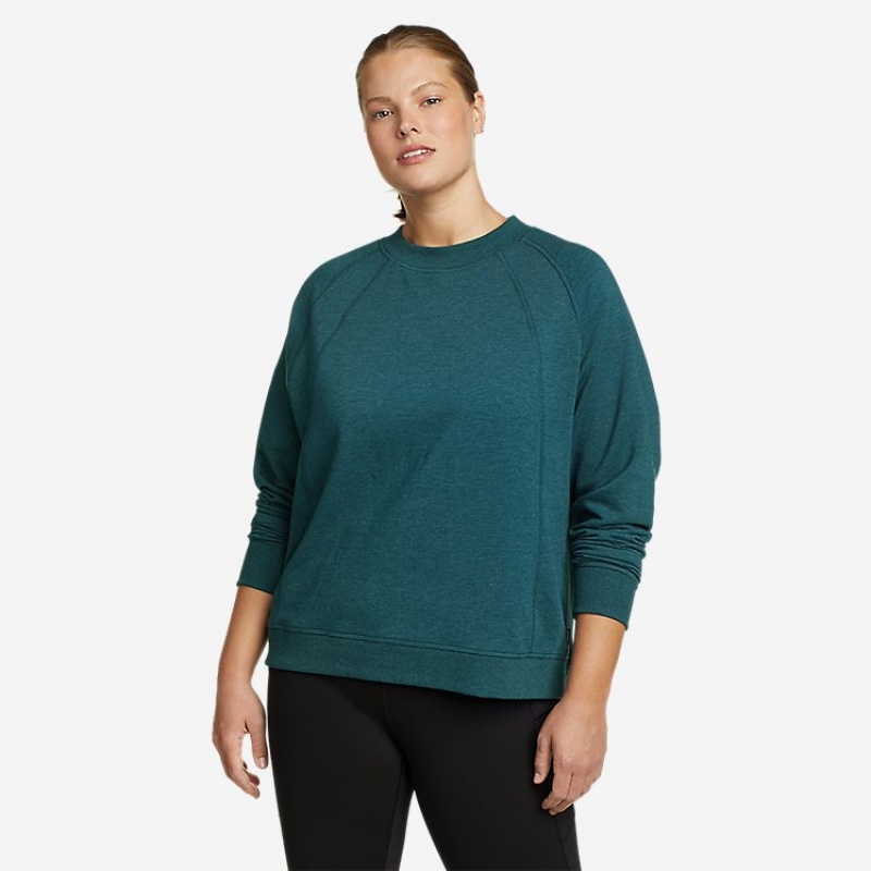 Eddie Bauer Motion Long-Sleeve Crew Neck Pullover Damen Pfauen | PQRN-64038