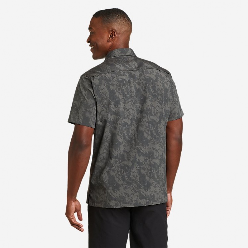 Eddie Bauer Mountain Kurzes-Sleeve - Print Hemd Herren Grau | PIXK-54183