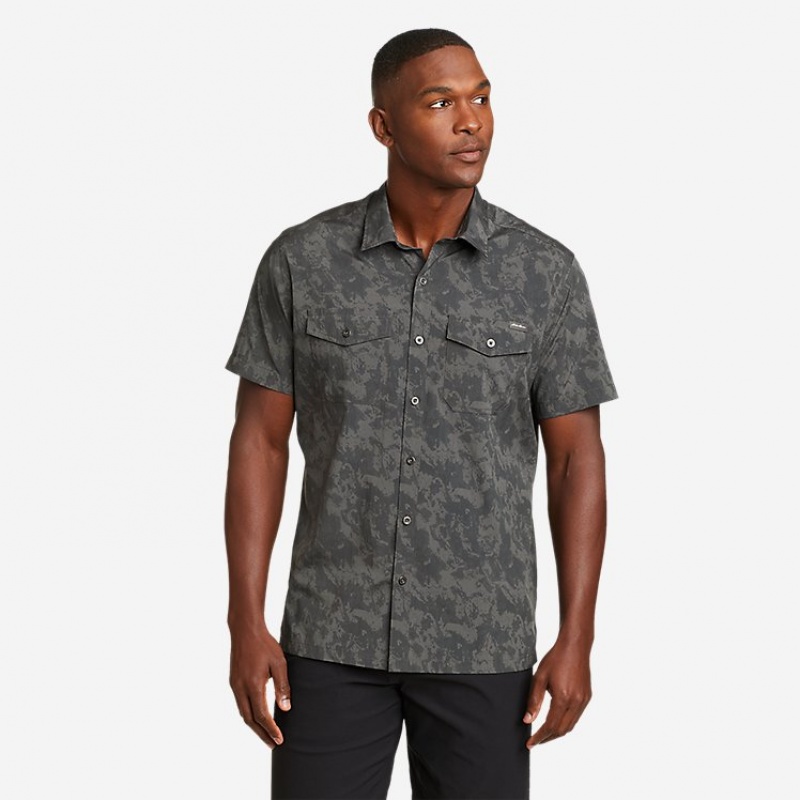 Eddie Bauer Mountain Kurzes-Sleeve - Print Hemd Herren Grau | PIXK-54183