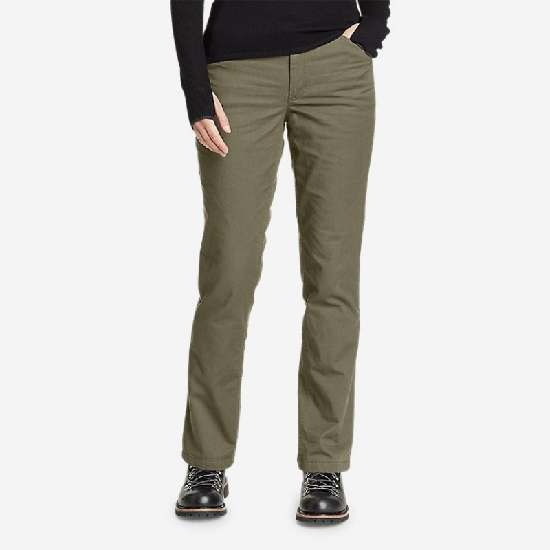 Eddie Bauer Mountain Ops Gefütterte Canvas Hose Damen Grün | SOIU-15426