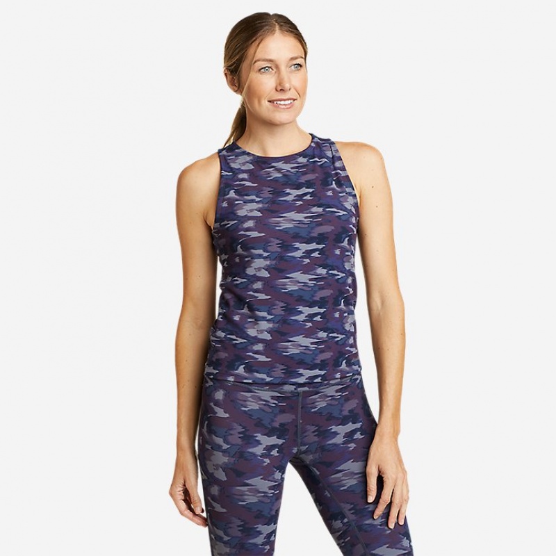 Eddie Bauer Movement Lux - Print Tanktop Damen Indigo | YKHW-37618