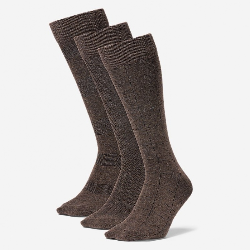 Eddie Bauer Pattern Crew - 3 Pack Socken Herren Gelb | WVES-16850