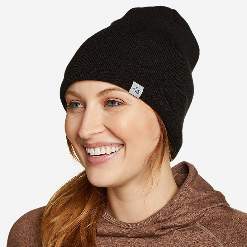 Eddie Bauer Peak Slouch Mütze Damen Schwarz | FIAN-62935