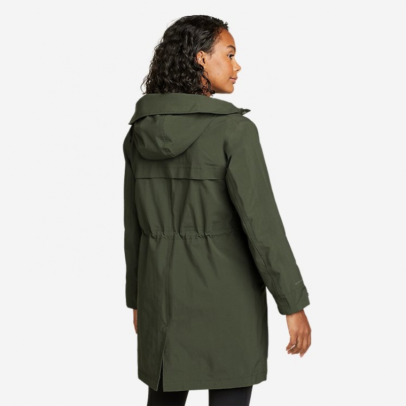 Eddie Bauer Port Townsend Trench Mantel Damen Dunkelolivgrün | DLYU-67204