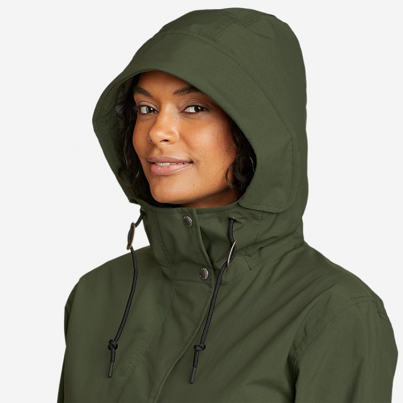 Eddie Bauer Port Townsend Trench Mantel Damen Dunkelolivgrün | DLYU-67204