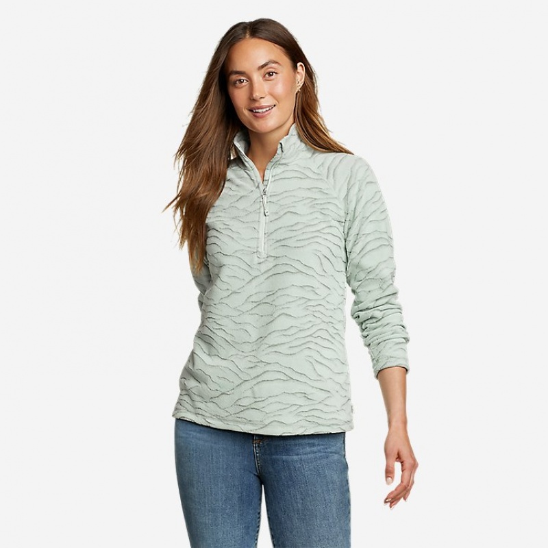 Eddie Bauer Quest Fleece 1/4-Zip - Printed Tanktop Damen Hellgrün | JAOR-82065