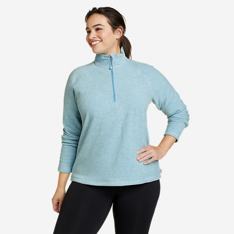 Eddie Bauer Quest Fleece 1/4-Zip - Solid Tanktop Damen Blau | BCPU-87245