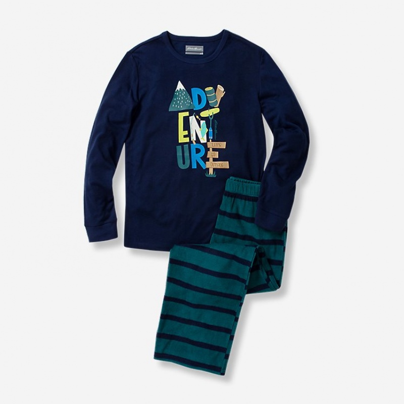 Eddie Bauer Quest Fleece Set Nachtwäsche Jungen Hellnavy | DPXJ-80365