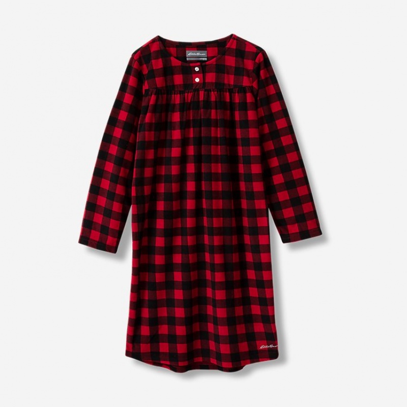 Eddie Bauer Quest Nightgown Fleece Mädchen Rot Schwarz | IWHA-53240