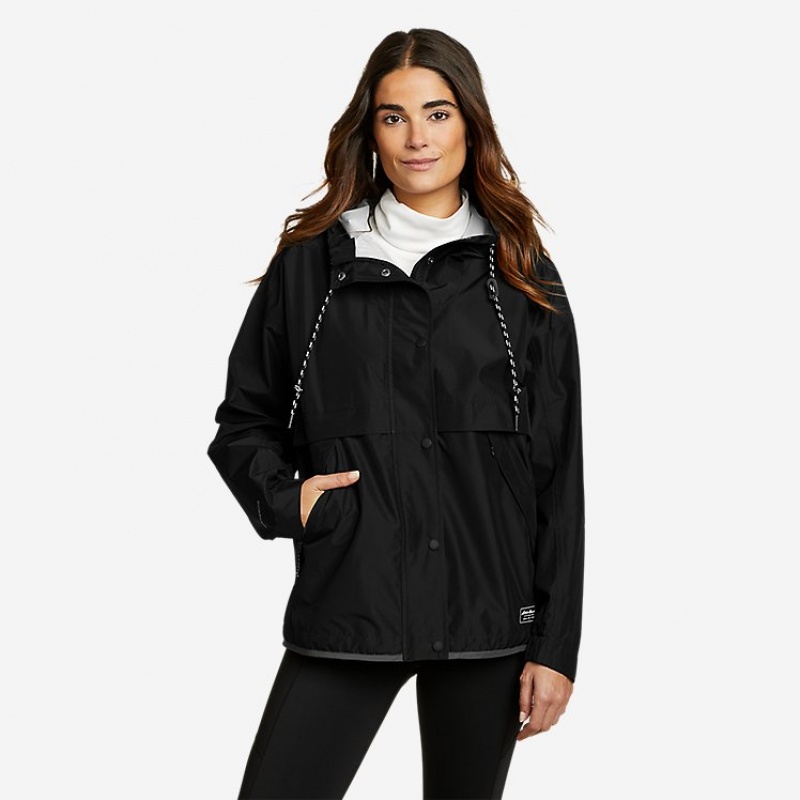 Eddie Bauer RainPac Jacken Damen Schwarz | SAEK-25470