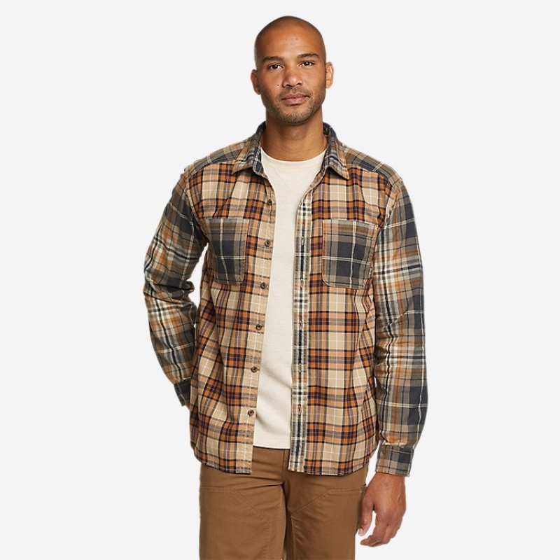 Eddie Bauer Regenerate Long-Sleeve Flannel Hemd Herren Khaki | UPJY-16324