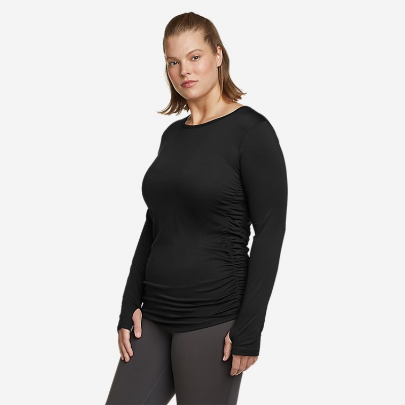 Eddie Bauer Resolution Long-Sleeve Ruched Tanktop Damen Schwarz | RPAB-37845