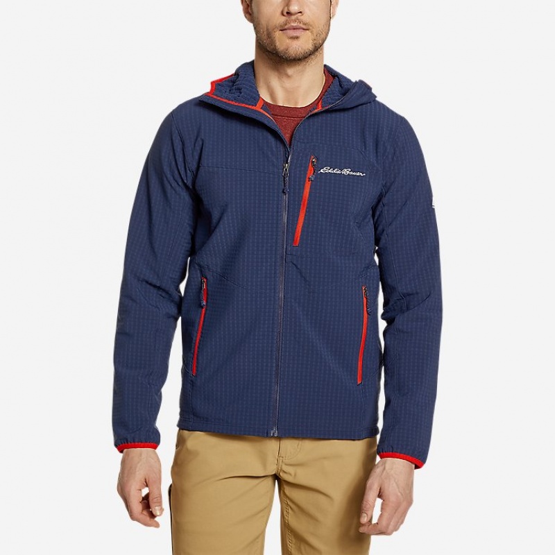 Eddie Bauer Sandstone Backbone Grid Hoodie Herren Indigo | LBDI-75480