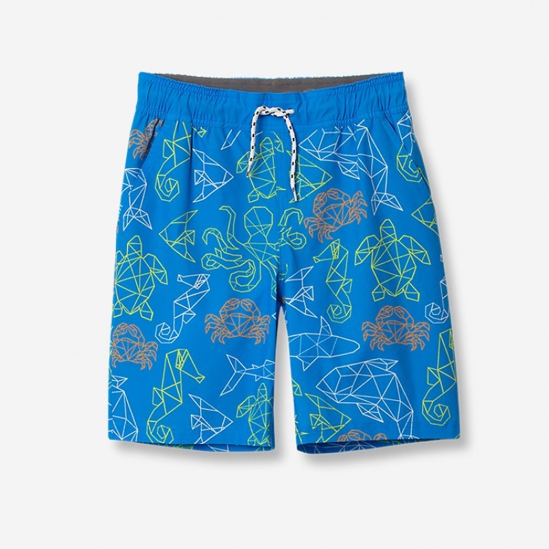 Eddie Bauer Sea Spray Printed Swim Kurze Hose Jungen Blau | DBYE-62859