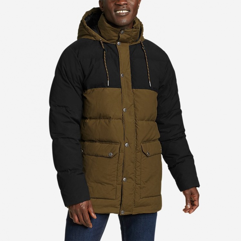 Eddie Bauer Seabeck Down Parka Herren Schwarz Gelb | KYFR-12574