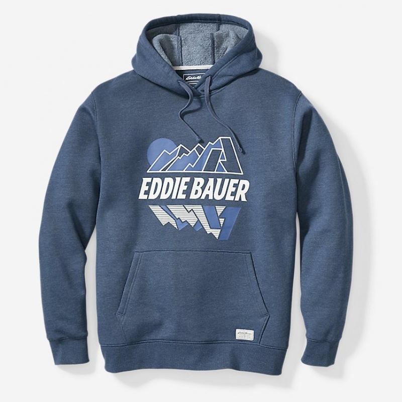 Eddie Bauer Signature Logo Graphic Mountains Hoodie Damen Indigo | SJRA-65704