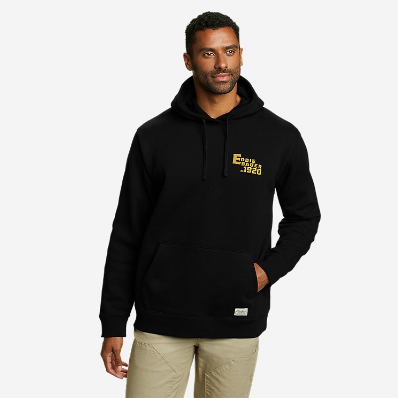 Eddie Bauer Signature Logo Graphic Rugged Hoodie Damen Schwarz | FJVB-29370