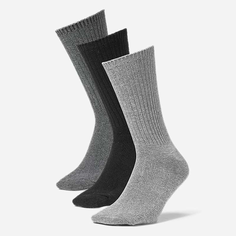 Eddie Bauer Solid Crew - 3 Pack Socken Herren Grau | XUED-29154