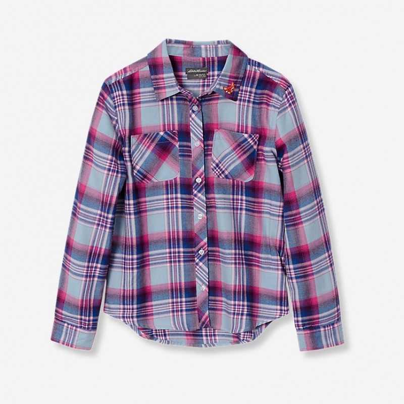 Eddie Bauer Stines Favorite Flanell Tops Mädchen Blau | XBPJ-09157