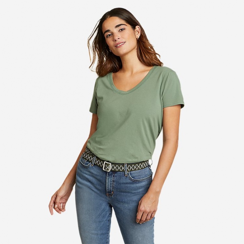 Eddie Bauer Tempo Light Kurzes-Sleeve T-shirts Damen Grün | DTWE-30249