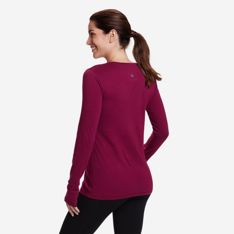 Eddie Bauer Tempo Light Long-Sleeve T-shirts Damen Bordeaux | CGBX-05867