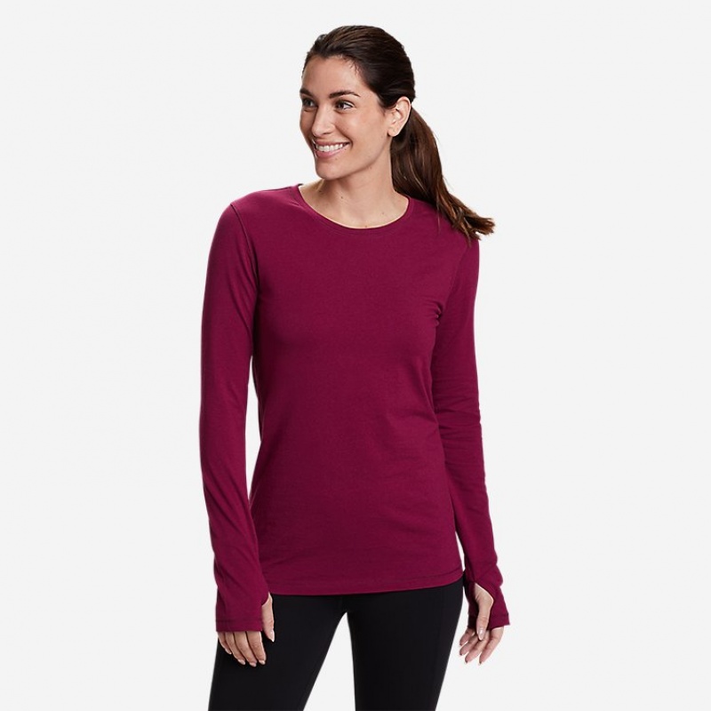 Eddie Bauer Tempo Light Long-Sleeve T-shirts Damen Bordeaux | CGBX-05867