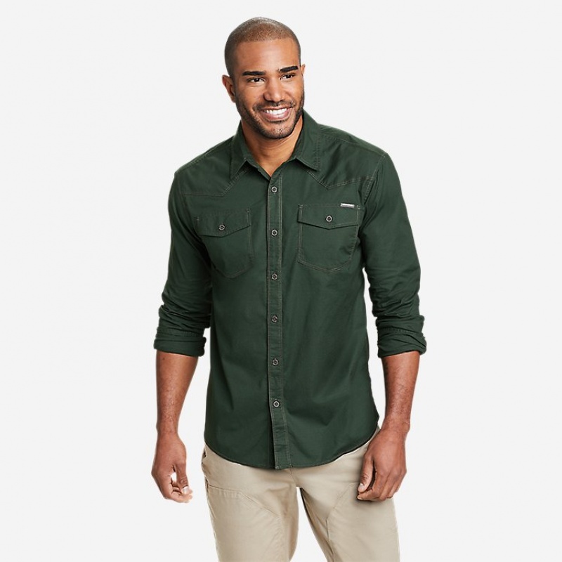 Eddie Bauer Timber Edge Long-Sleeve Hemd Herren Dunkelolivgrün | AXPF-47981