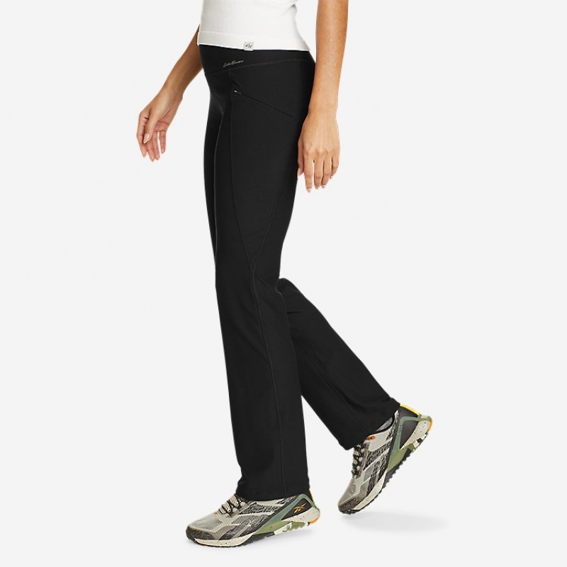 Eddie Bauer Trail Tight - High Rise Hose Damen Schwarz | QUCE-82043