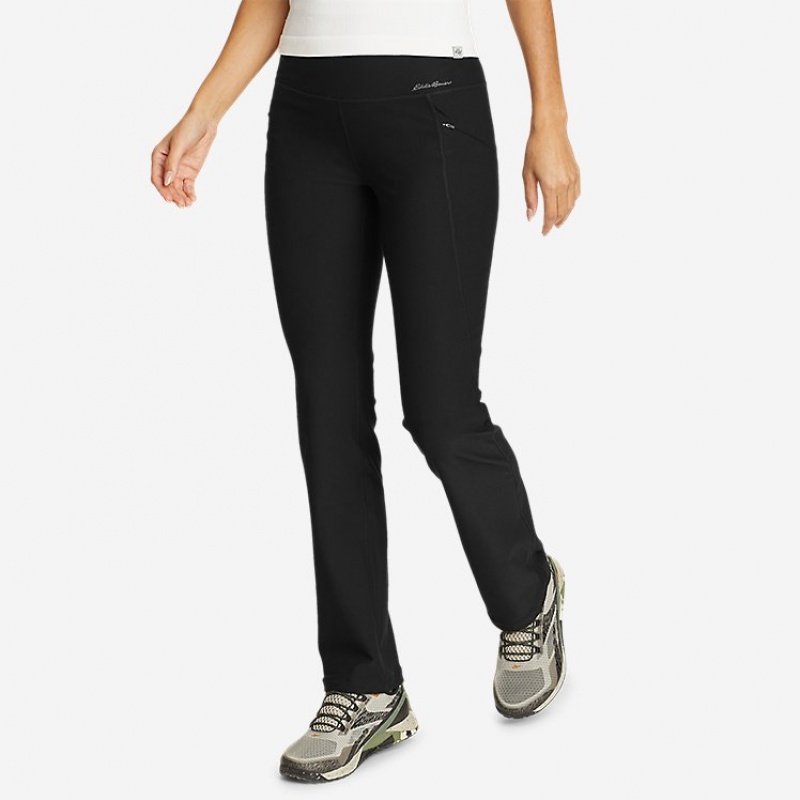 Eddie Bauer Trail Tight - High Rise Hose Damen Schwarz | QUCE-82043