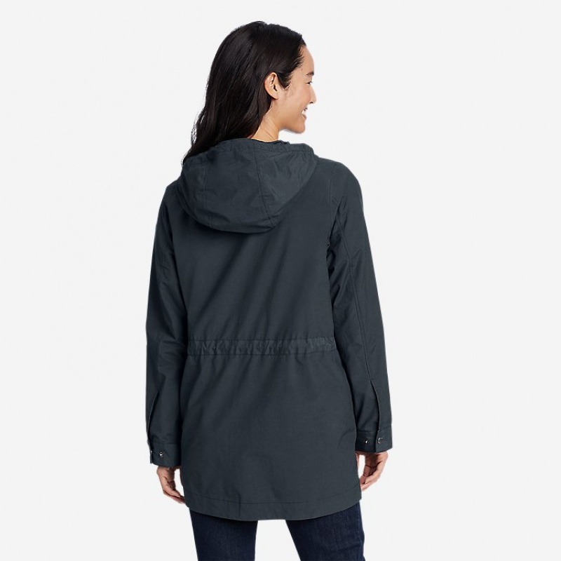 Eddie Bauer Trekker Trench Mantel Damen Schwarz | HXWK-27804