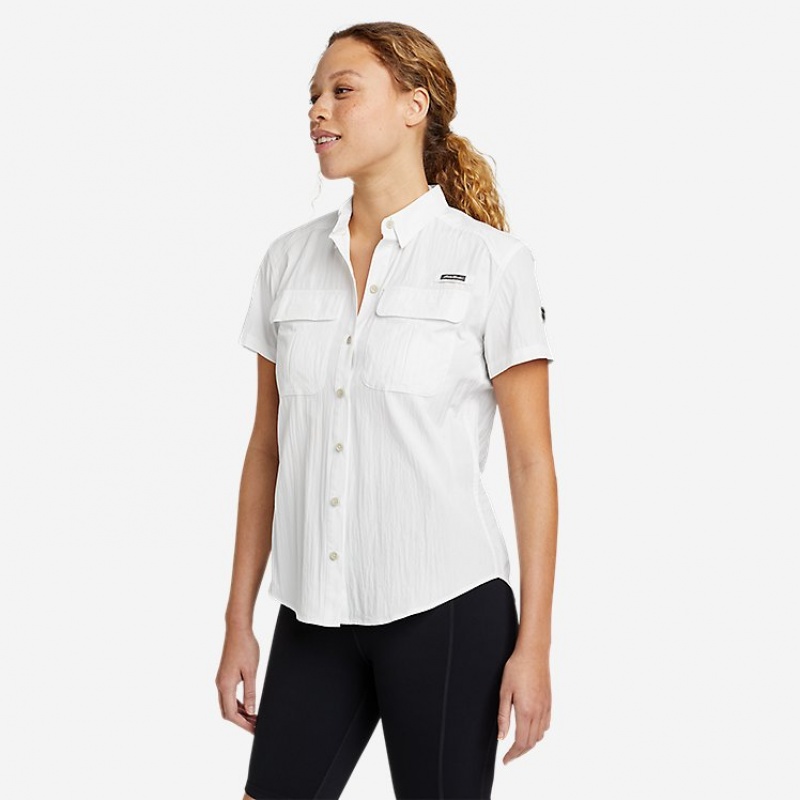 Eddie Bauer UPF Guide Kurzes-Sleeve Hemd Damen Weiß | EIVG-14623