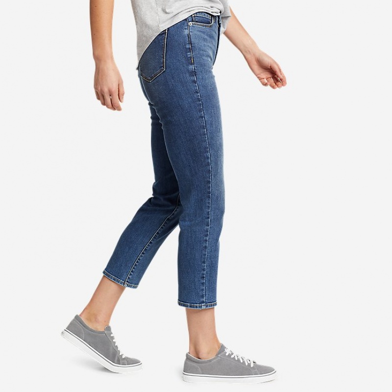 Eddie Bauer Voyager Crop Jeans Damen Blau | TZPC-54270