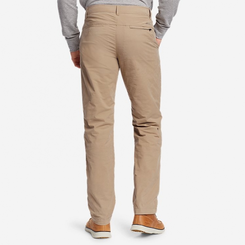 Eddie Bauer Voyager Flex Fleece-Gefütterte Chino Hose Herren Hellkhaki | RACF-63459