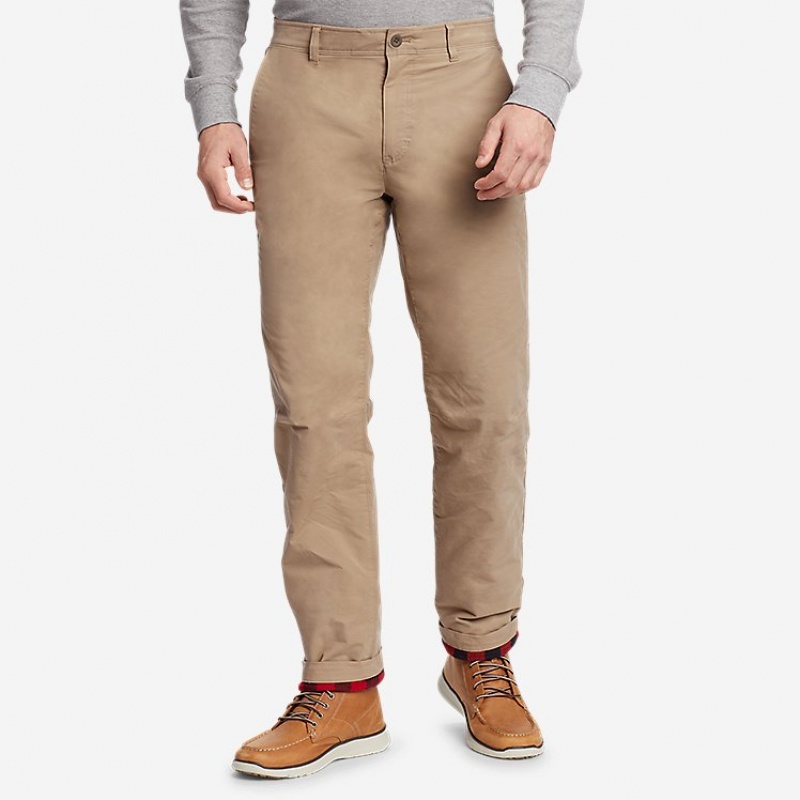 Eddie Bauer Voyager Flex Fleece-Gefütterte Chino Hose Herren Hellkhaki | RACF-63459