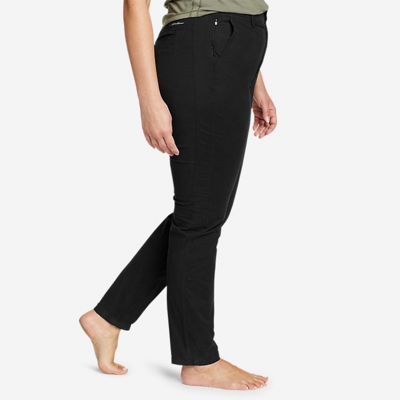 Eddie Bauer Voyager High-Rise Chino Slim Hose Damen Schwarz | SYFB-32458