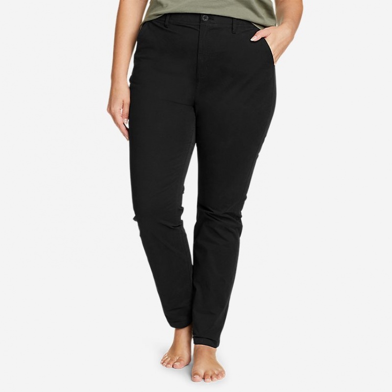 Eddie Bauer Voyager High-Rise Chino Slim Hose Damen Schwarz | SYFB-32458