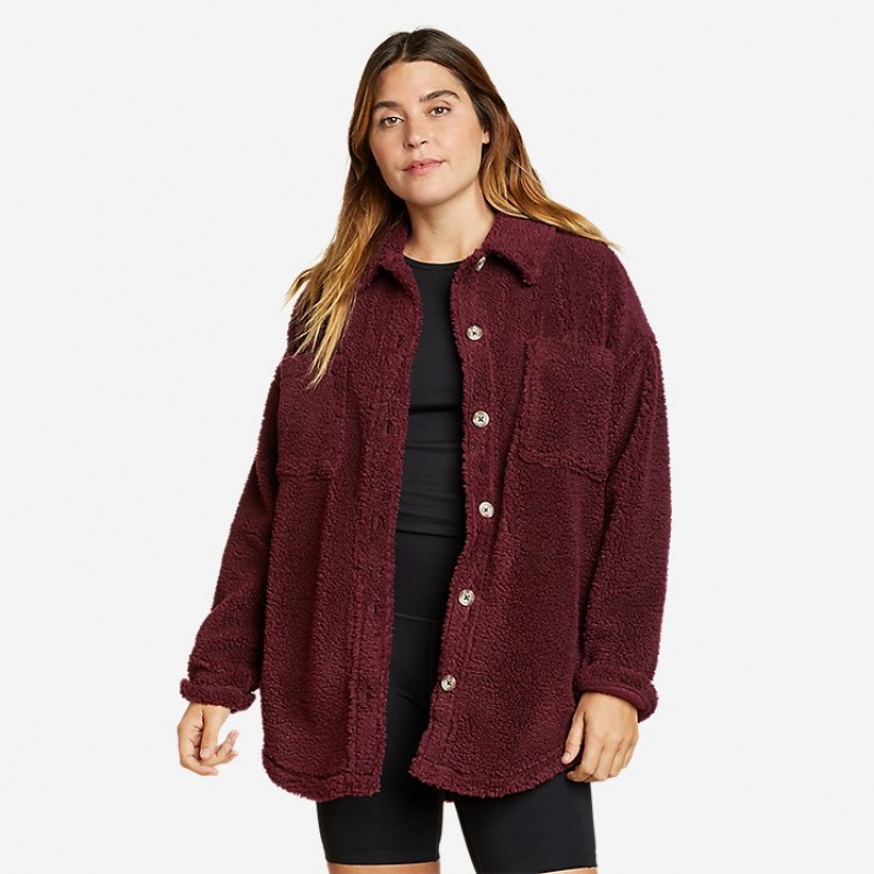 Eddie Bauer We Wander Fleece Shirt Jacken Damen Bordeaux | HNFC-10589