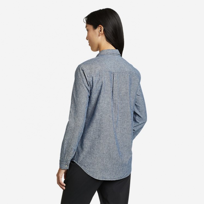 Eddie Bauer Wellford Springs Long-Sleeve Denim Hemd Damen Indigo | BMGD-03785